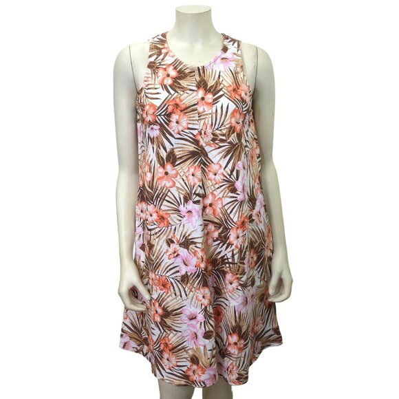 LANDS END FLORAL100% LINEN SHIFT  DRESS SM - Picture 1 of 7
